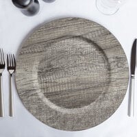 The Jay Companies 1270397 13 inch Round Poplar Dark Gray Faux Wood Melamine Charger Plate