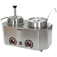 Paragon 2029E Pro-Deluxe Dual 3 Qt. Warmer with Inset, Lid, Ladle, and Spout - 120V, 1000W