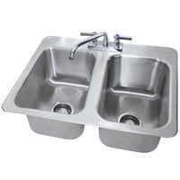 Advance Tabco DI-2-10 2 Compartment Drop-In Sink - 10 inch x 14 inch x 10 inch Bowls