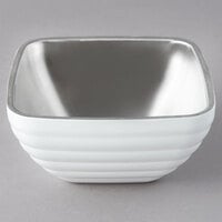 Vollrath 4761950 24 oz. Stainless Steel Double Wall Pearl White Square Beehive Serving Bowl