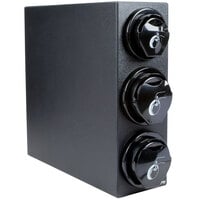 San Jamar L2923BK EZ-Fit® Black Countertop Lid Dispenser Cabinet with 1 8-24 oz. Lid Slot and 2 24-46 oz. Lid Slots