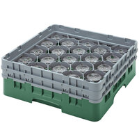 Cambro 20S318119 Camrack 3 5/8 inch High Customizable Sherwood Green 20 Compartment Glass Rack