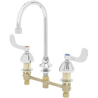 T&S B-2866-QT-VF05G Deck Mount Medical Lavatory Faucet with 8" Centers, 4" Wrist Action Handles, 0.5 GPM Vandal Resistant Outlet, Gaskets, and Quarter Turn Eterna Cartridges
