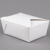 Fold-Pak 04BPWHITEM Bio-Pak 8" x 6" x 3" White Microwavable Paper #4 Take-Out Containers - 160/Case