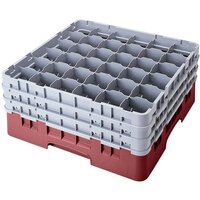 Cambro 36S534163 Red Camrack Customizable 36 Compartment 6 1/8 inch Glass Rack