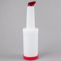 Carlisle PS601N05 Store 'N Pour 1 Qt. White Container with Red Spout and Cap