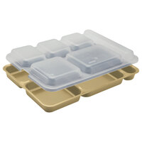 Cambro 10146DCW133 10 inch x 14 3/16 inch Beige 6 Compartment Serving Tray   - 24/Case