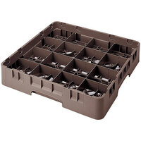 Cambro 16S418167 Camrack 4 1/2 inch High Customizable Brown 16 Compartment Glass Rack