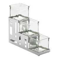 Cal-Mil 1604-55 Squared Stainless Steel Three Jar Display - 4" x 12" x 7 1/4"