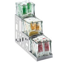 Cal-Mil 1604-55 Squared Stainless Steel Three Jar Display - 4 inch x 12 inch x 7 1/4 inch