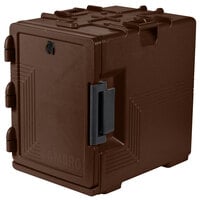Cambro UPCS400131 Ultra Pan Carrier® S-Series Dark Brown Front Loading Insulated Food Pan Carrier with Menu Clip / Pocket - Holds 6 Pans
