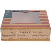 8 inch x 8 inch x 2 inch Auto-Popup Window Pie / Bakery Box with Vintage American Flag / Declaration of Independence Design - 150/Bundle