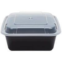 Pactiv Newspring NC636B 36 oz. Black 6 3/4" x 6 3/4" x 2 5/8" VERSAtainer Square Microwavable Container with Lid - 150/Case