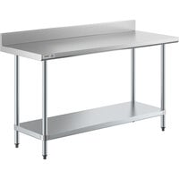 Regency 24" x 60" 18-Gauge 304 Stainless Steel Commercial Work Table with 4" Backsplash and Galvanized Undershelf