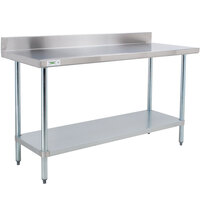 Regency 24 inch x 60 inch 18-Gauge 304 Stainless Steel Commercial Work Table with 4 inch Backsplash and Galvanized Undershelf