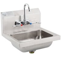 Advance Tabco 7-PS-68 Hand Sink with Splash Mount Faucet and Wrist Handles - 17 1/4 inch x 15 1/4 inch