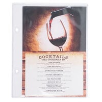 Menu Solutions MIDBPP Clear 2-Hole Page Protectors for Middle Ring Menu Tents - 25/Pack