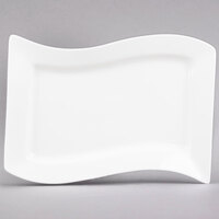 CAC MIA-51 Miami 15 1/2" x 10 1/2" Bone White Rectangular Porcelain Platter - 12/Case
