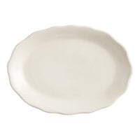 Acopa 11 5/8" x 8 1/2" Ivory (American White) Scalloped Edge Oval Stoneware Platter - 12/Case