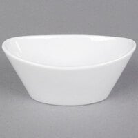 CAC F-OV6 Sushia 6.5 oz. Super White Oval Porcelain Fruit / Monkey Dish - 36/Case