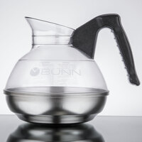 Bunn 06100.0101 64 oz. Easy Pour Coffee Decanter with Black Handle and Stainless Steel Bottom