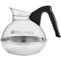 Bunn 64 oz. Easy Pour Coffee Decanter with Black Handle and Stainless Steel Bottom 06100.0124 - 24/Case