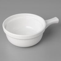 Tuxton BWS-1202 12 oz. White China French Casserole Bowl / Dish With Handle - 12/Case