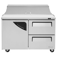 Turbo Air TST-48SD-D2-N 48 inch 1 Door 2 Drawer Refrigerated Sandwich Prep Table