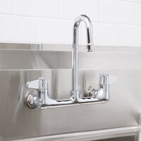 Equip by T&S 5F-8WLX03 Wall Mounted Faucet with 2 3/16 inch Gooseneck Spout, 8 inch Centers, Laminar Flow Device, and Lever Handles