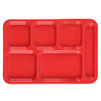 Carlisle P614R05 10 inch x 14 inch Red Right Hand 6 Compartment Tray