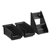 Vollrath 4841-06 Traex® Black Self-Serve Condiment Bin Stand Set with 2-Tier Stand and 11 1/4" Condiment Bins