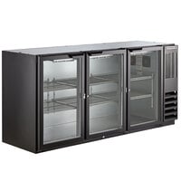 Beverage-Air BB72HC-1-G-B 72 inch Black Underbar Height Glass Door Back Bar Refrigerator