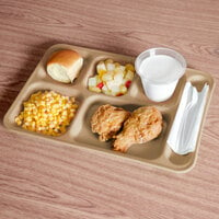 Cambro PS1014161 Penny-Saver 10 inch x 14 1/2 inch Beige 6 Compartment Serving Tray - 24/Case