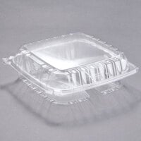 Dart C95PST3 ClearSeal 9 1/2 inch x 9 1/2 inch x 3 1/4 inch 3 Compartment Hinged Lid Plastic Container - 200/Case
