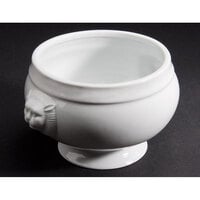 CAC LN-32-P 32 oz. Bright White Porcelain Lion Head Bouillon - 12/Case