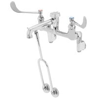 T&S B-0655-01 Wall Mount Service Sink Faucet with 5 1/8" Spout, Pail Hook, 12.33 GPM Garden Hose Outlet, Adjustable Arm Centers, Wrist Handles, Vacuum Breaker, and Service Stops