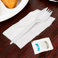 Choice Medium Weight White Wrapped Plastic Spork, Napkin, and Salt / Pepper Packets Kit - 500/Case