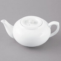 Acopa 32 oz. Bright White Porcelain Teapot with Sunken Lid
