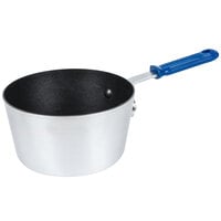 Vollrath Z434212 Wear-Ever 2.75 Qt. Tapered Non-Stick Aluminum Sauce Pan with SteelCoat x3 and Blue Silicone Cool Handle