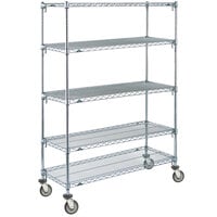 Metro 5A566EC Super Adjustable Chrome 5 Tier Mobile Shelving Unit with Polyurethane Casters - 24 inch x 60 inch x 69 inch