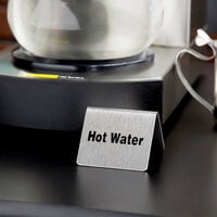 Tablecraft B7 2 1/2 inch x 2 inch Stainless Steel Hot Water Tent Sign