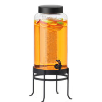 Cal-Mil 1580-3-13 3 Gallon Black Soho Glass Beverage Dispenser with Ice Chamber - 10 inch x 12 inch x 24 1/2 inch