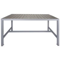 BFM Seating PH4L3572GRSGT Seaside 35" x 72" Soft Gray Metal Bolt-Down Bar Height Table with Gray Synthetic Teak Top