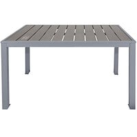 BFM Seating PH4L3148GRSG Seaside 31 inch x 48 inch Soft Gray Metal Bolt-Down Standard Height Table with Gray Synthetic Teak Top