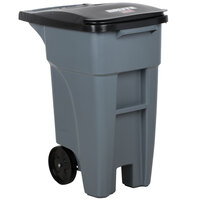 Rubbermaid 1971941 Brute 32 Gallon Gray Wheeled Rectangular Trash Can with Lid