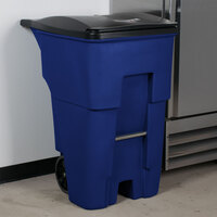 Rubbermaid FG9W2273BLUE Brute 95 Gallon Blue Wheeled Rectangular Trash Can with Lid