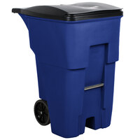 Rubbermaid FG9W2273BLUE Brute 95 Gallon Blue Wheeled Rectangular Trash Can with Lid