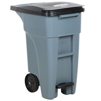 Rubbermaid 1971944 Brute 128 Qt. / 32 Gallon Gray Step-On Wheeled Rectangular Trash Can with Lid