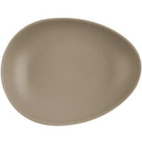 World Tableware DRI-7-S Driftstone 10 7/8 inch x 8 1/2 inch Sand Satin Matte Organic Porcelain Coupe Plate - 12/Case