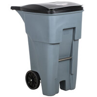 Rubbermaid FG9W2100GRAY Brute 65 Gallon Gray Wheeled Rectangular Trash Can with Lid